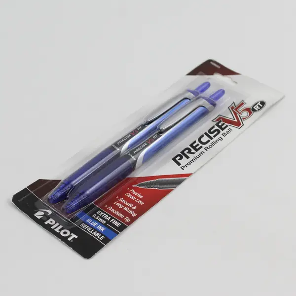 Pilot Precise V5 RT Blue Rollerball Pens 2 Pack 0.5mm Extra Fine