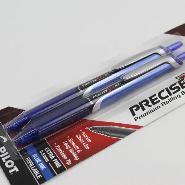 Pilot Precise V5 RT Blue Rollerball Pens 2 Pack 0.5mm Extra Fine