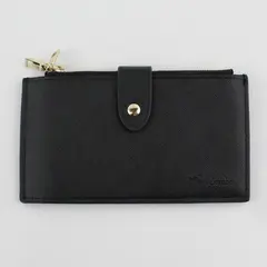 Travelambo Black Bifold Wallet with 17 Card Slots & Zippers