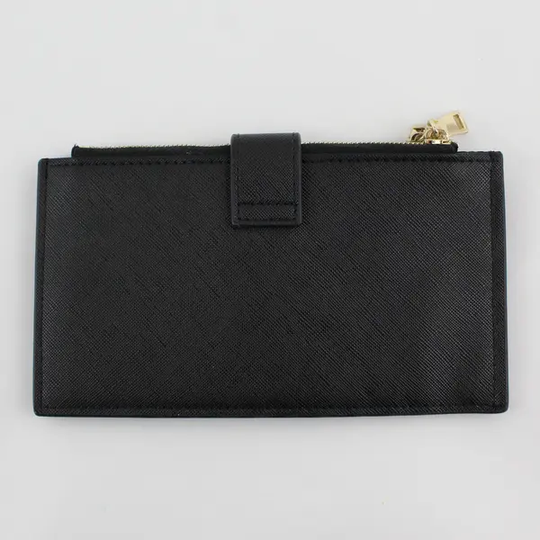 Travelambo Black Bifold Wallet with 17 Card Slots & Zippers