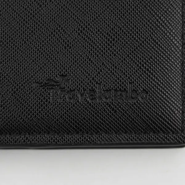 Travelambo Black Bifold Wallet with 17 Card Slots & Zippers