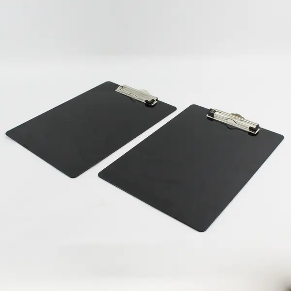 Lot of 2 Black Plastic Clipboards 9" x 12" School Office Supplies