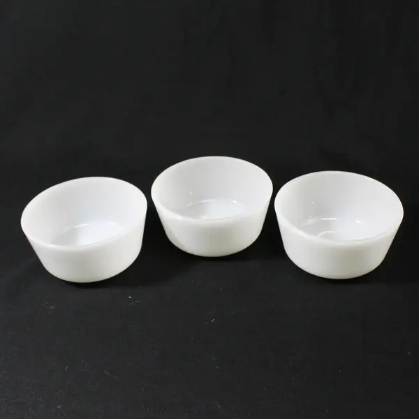 Set of 3 Vintage Anchor Hocking Fire King Milk Glass Custard Cup Bowls