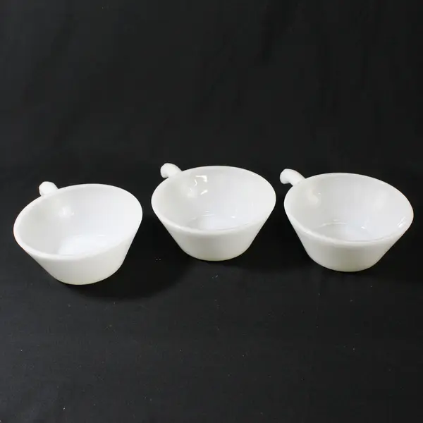 3 Anchor Hocking Fire King Anchor White Single Handle French Casserole Bowls