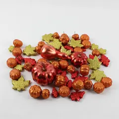 Lot of 67 Small Decorative Glittery Autumn Leaves and Pumpkins DIY Craft