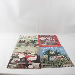Lot 4 Vintage Christmas Needlecraft Booklets Cross Stitch Plastic Canvas