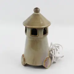 Vintage Lighthouse Pottery Brown Drip Glaze  Ceramic Night Light With Cord