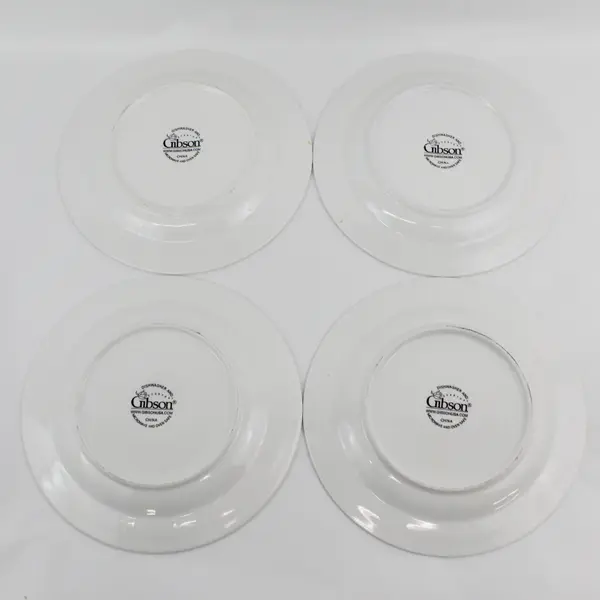 Set Of 4 Everyday Gibson Winter Birds Cardinal Christmas Dinner Plates 10"