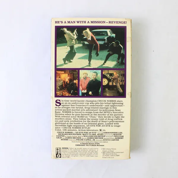 An Eye For An Eye (VHS, Steve Carver, 1981, Embassy Home Entertainment)