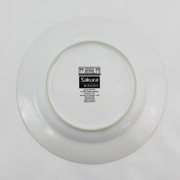 Sakura Debbie Mumm Halloween Plaid Cat Salad Plate 8in 2001