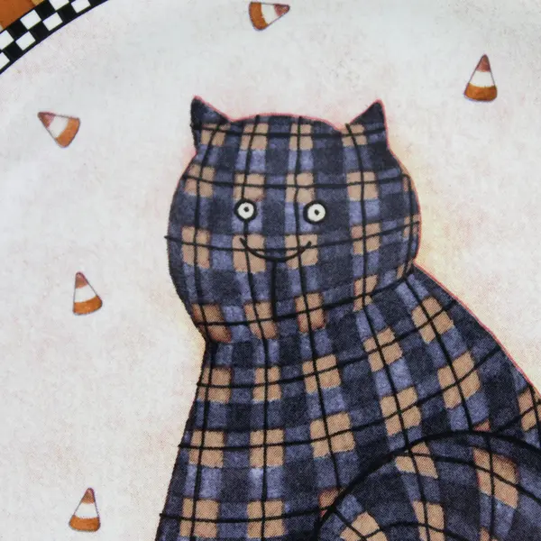 Sakura Debbie Mumm Halloween Plaid Cat Salad Plate 8in 2001