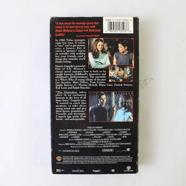 The Outsiders (VHS, Francis Ford Coppola, 1991, Warner Bros Home Video)