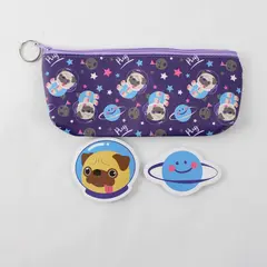 Pugs In Space Purple Zipper Pencil Case