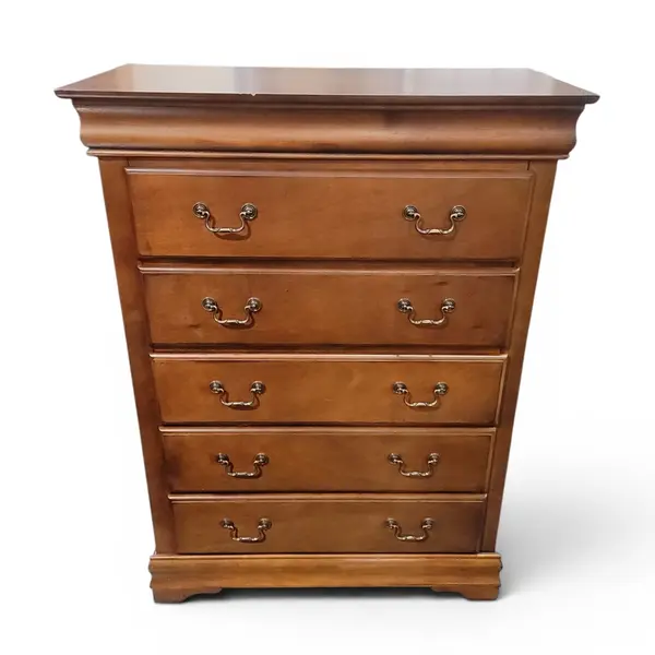Traditional Colonial Style Wooden 5 Drawer Dresser - Local Pickup Only