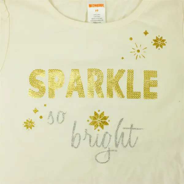 Gymboree Girls Cream White 'Sparkle So Bright' Long Sleeve Shirt, Size 10