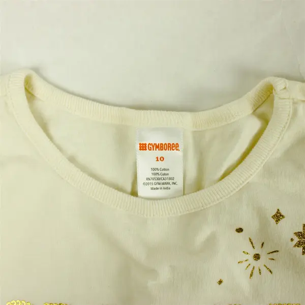 Gymboree Girls Cream White 'Sparkle So Bright' Long Sleeve Shirt, Size 10