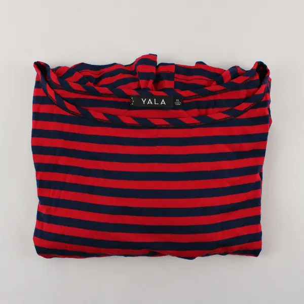 Yala Navy and Red Striped 3/4-Sleeve Knee-Length T-Shirt Dress Women's XL