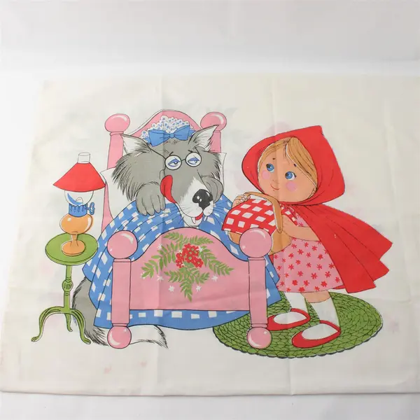Vintage Sears Little Red Riding Hood Standard Muslin Pillowcase FLAWED