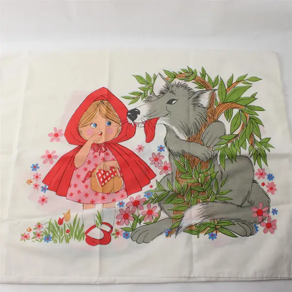 Vintage Sears Little Red Riding Hood Standard Muslin Pillowcase FLAWED