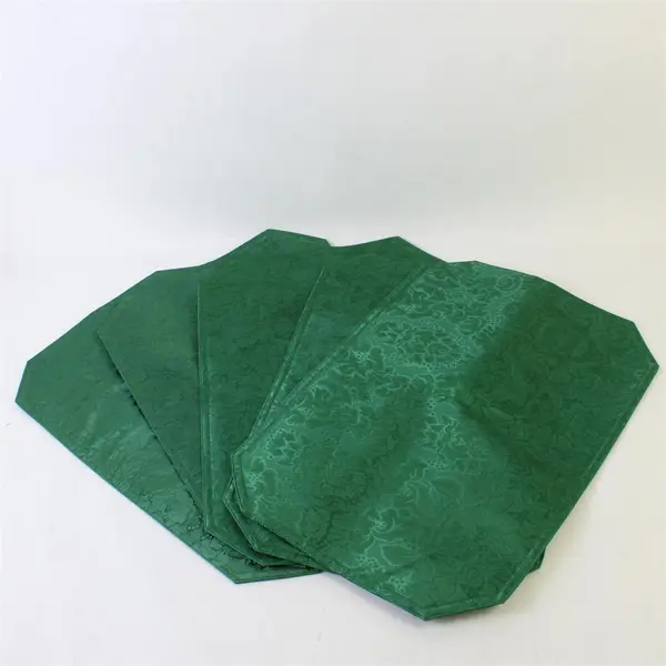 Set of 5 Floral Design Forest Green Placemats 12" x 18"