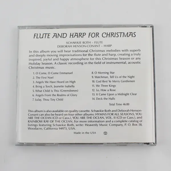 Flute and Harp for Christmas Schawkie Roth Deborah Henson-Conant 1990 Music CD