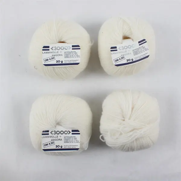 Lot of 4 3000-Brand White Lambswool Angora Yarn Balls New Old Stock