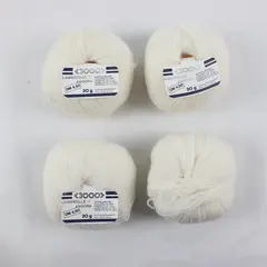 Lot of 4 3000-Brand White Lambswool Angora Yarn Balls New Old Stock