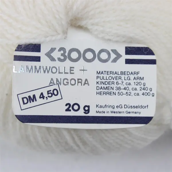Lot of 4 3000-Brand White Lambswool Angora Yarn Balls New Old Stock