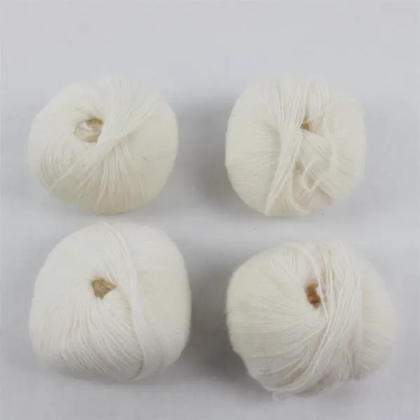 Lot of 4 3000-Brand White Lambswool Angora Yarn Balls New Old Stock