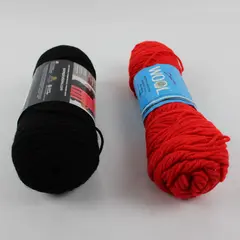 Lot of 2 Red Heart Super Saver Black & Dawn Wool Red Yarn Skeins