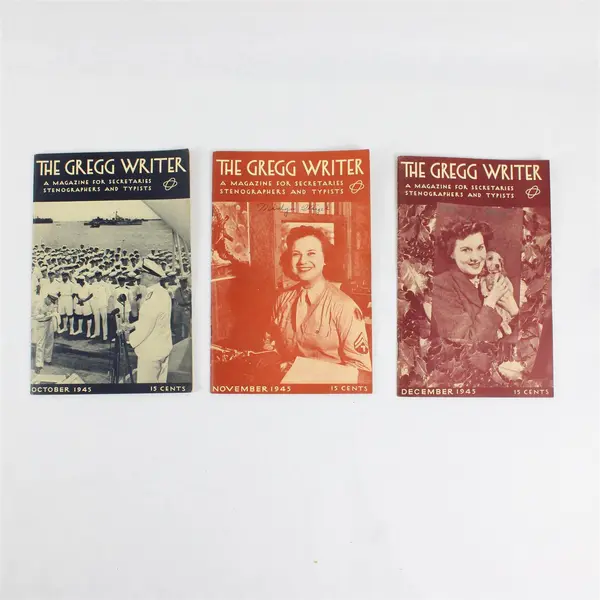 Lot of 3 Vintage Gregg Writer Magazine Oct-Dec 1945 Issues