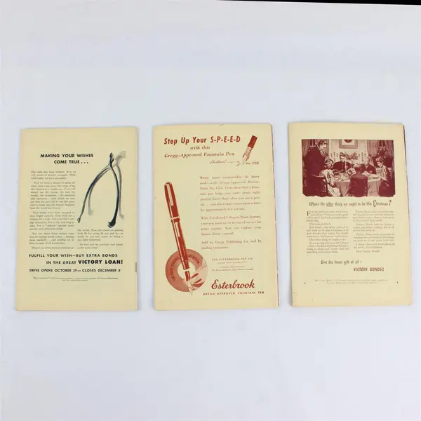 Lot of 3 Vintage Gregg Writer Magazine Oct-Dec 1945 Issues
