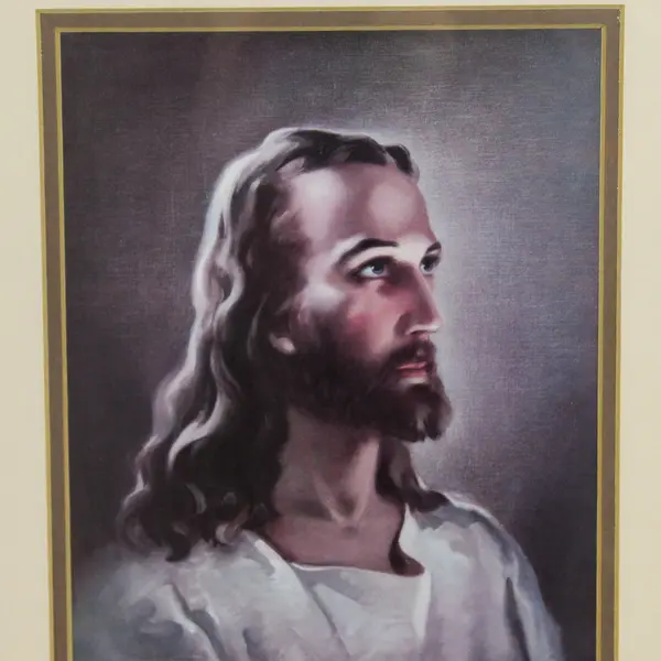 Framed Warner Sallman Head of Christ Litho Print Jesus Wall Art