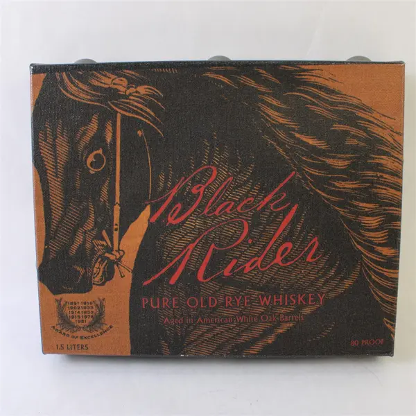 Black Rider Pure Old Rye Whiskey Canvas Wall Hanging Wooden Frame
