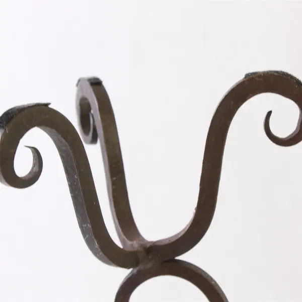 Set of 2 Black Metal Scrollwork Candle Holders 13in Tall