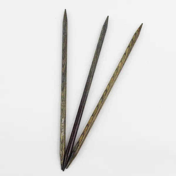 Lot of 3 Dark Double Point Wooden Knitting Needles, size 10.5 
