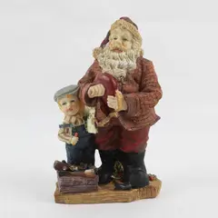 Vintage Heritage Hand-Painted Resin Santa Claus & Child Centerpiece