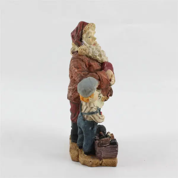 Vintage Heritage Hand-Painted Resin Santa Claus & Child Centerpiece