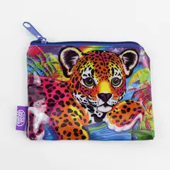 Lisa Frank Zipped Vinyl  Coin Purse Bag Rainbow Leopard 1990's