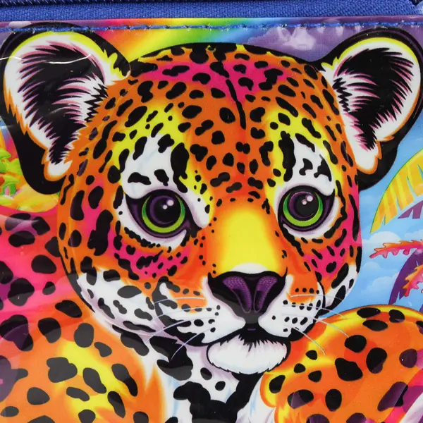 Lisa Frank Zipped Vinyl  Coin Purse Bag Rainbow Leopard 1990's
