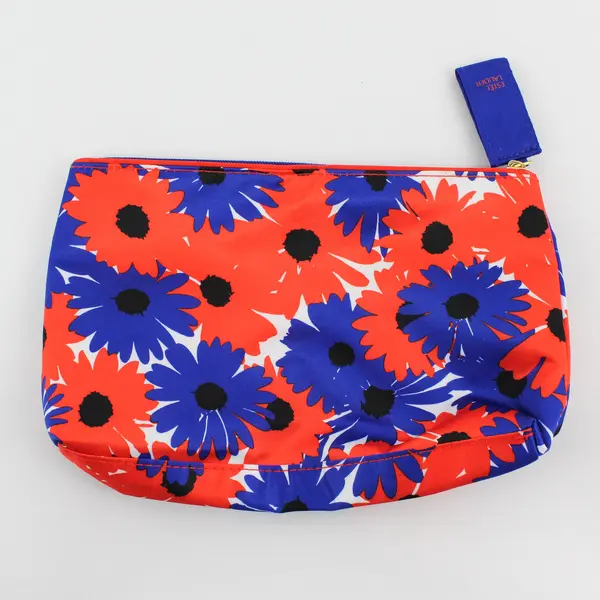 Estee Lauder Floral Red Blue Makeup Bag Cosmetic Pouch Travel Case