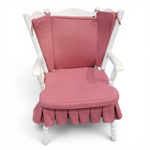 Vintage White Ladder Back Captain's Chair Upholstered Cushions - Local Pickup