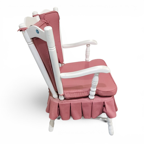 Vintage White Ladder Back Captain's Chair Upholstered Cushions - Local Pickup