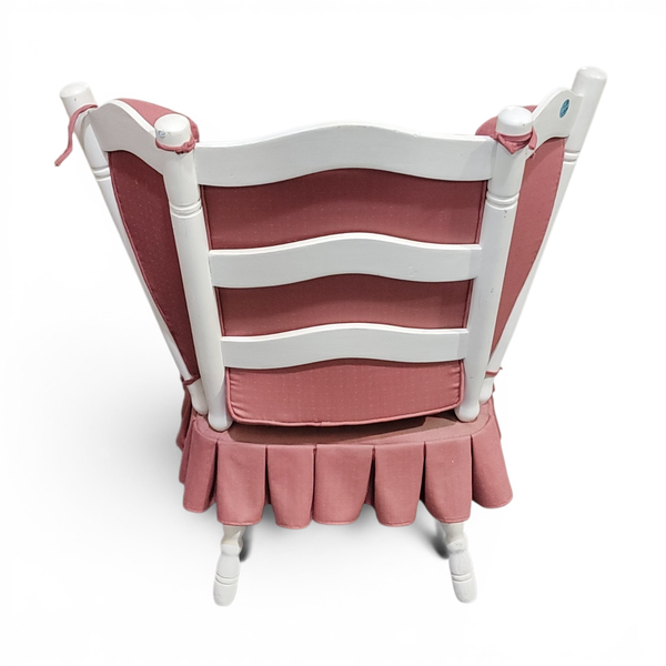 Vintage White Ladder Back Captain's Chair Upholstered Cushions - Local Pickup