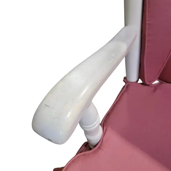 Vintage White Ladder Back Captain's Chair Upholstered Cushions - Local Pickup