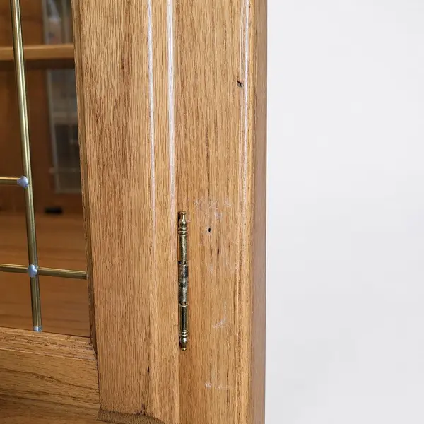 Oak 2-Piece China Hutch Glass Shelves Leaded Doors Lighted - Local Pickup Only