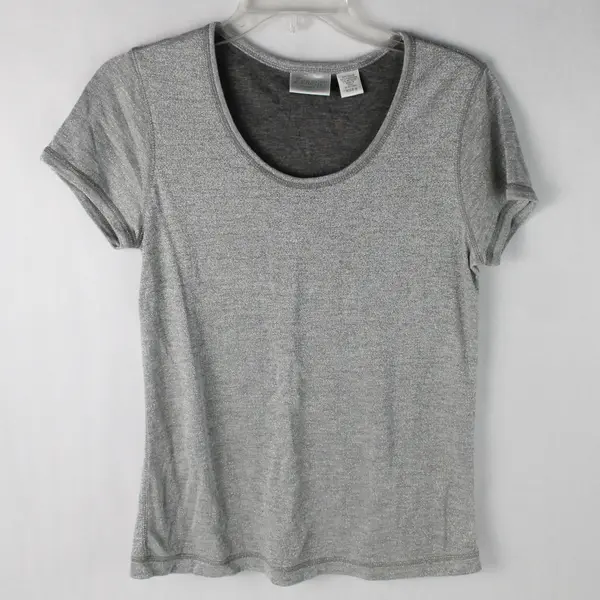 Zenergy Chicos Gray Sparkle Metallic Top Blouse Women's 0 Small