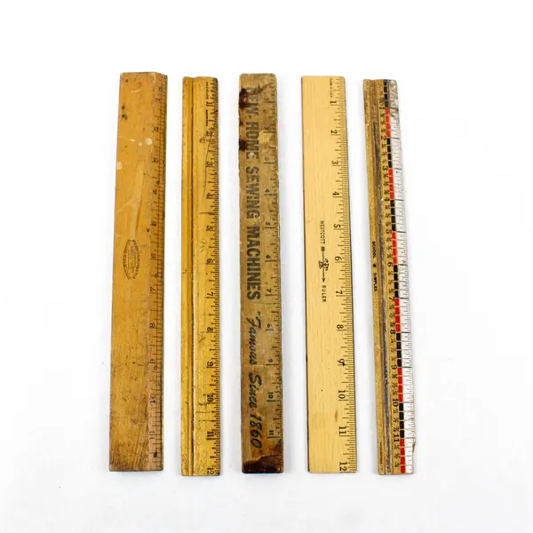 Lot of 5 Vintage Wooden Rulers Westcott Simplex New Home Sewing Machines