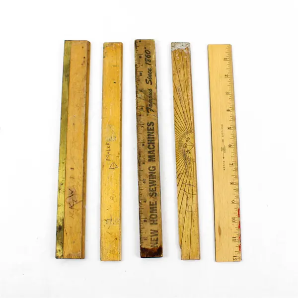 Lot of 5 Vintage Wooden Rulers Westcott Simplex New Home Sewing Machines