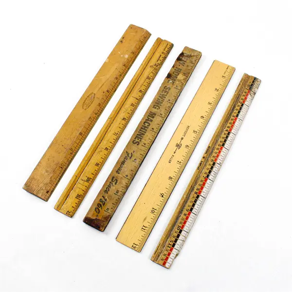 Lot of 5 Vintage Wooden Rulers Westcott Simplex New Home Sewing Machines